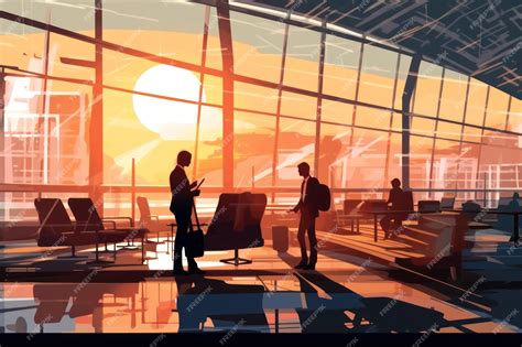 Premium AI Image | at airport lounge and using mobile phone at busy ...