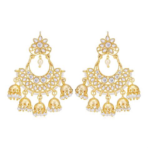 Buy Sukkhi Stunning Gold Plated Kundan Pearl Chandelier Earring For