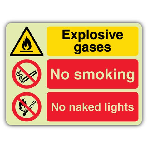 Photoluminescent Explosive Gases No Smoking No Naked Lights Sign YourGlowSign