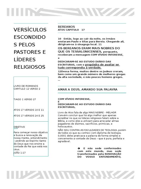 Versículos Para Pastores E Líderes - Versículos para Pastores e Líderes | PDF | Atos dos apóstolos | Bíblia