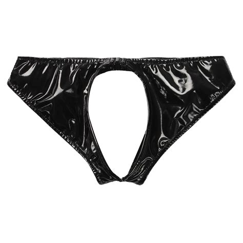 Sexy Women Open Crotch Panties Low Rise Thong Patent Leather G String Lingerie Qoo EBay Direct