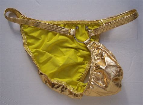 K Men Rio Back Bikini Contoured Pouch Metallic Gold
