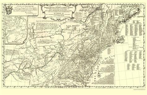 Historic Revolutionary War Map - North America British Colonies
