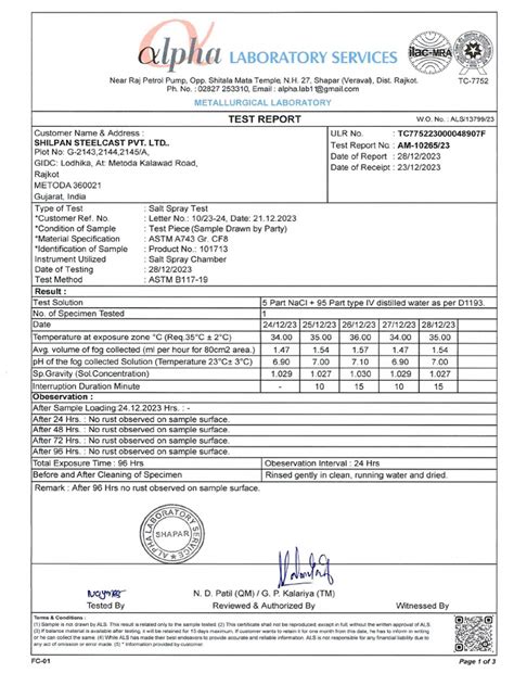 05 Salt Spray Test Report Pdf