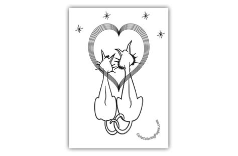 Two Cats In Love Coloring Page Cats Coloring Pages