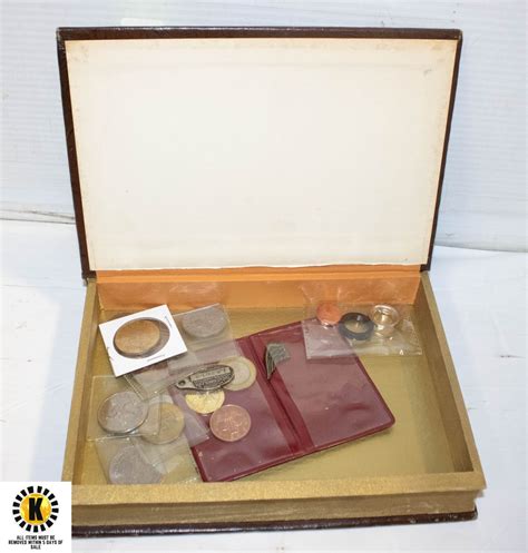 VINTAGE SECRET BOOK BOX WITH COIN CONTENTS