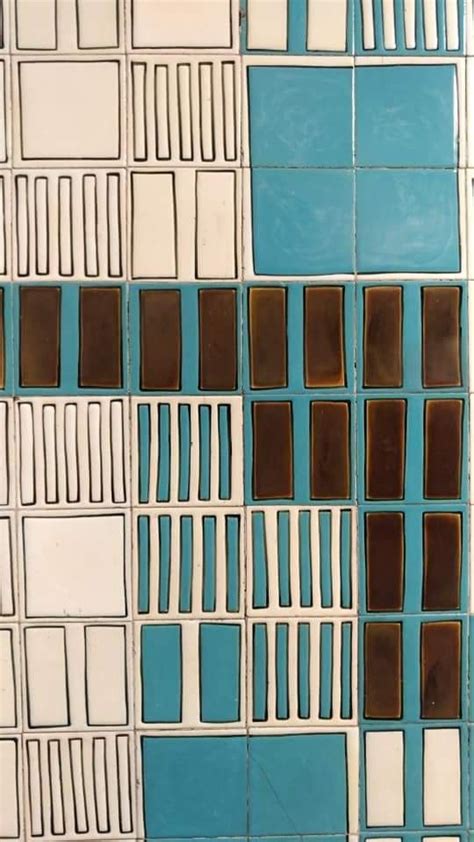 Blue and White Tile Pattern Wall Decor
