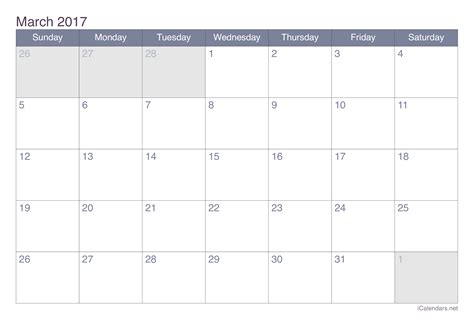 March 2017 Printable Calendar