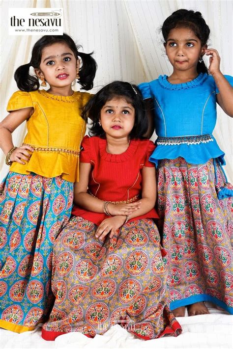nesavu designer kids pattu pavadai lehenga  saree langa voni