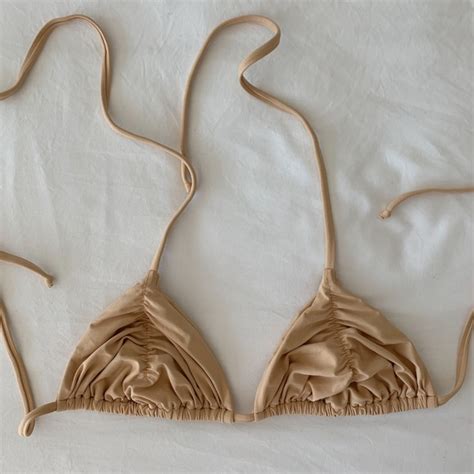 Frankie S Bikinis Swim Frankies Bikinis Scrunch Triangle Top In Nude Poshmark