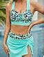 Dames Normaal Zwemkleding Bikini Zwempak Stuks Opdrukken Luipaard Strand Kleding Push Up
