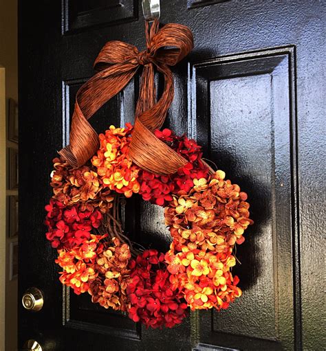 Fall Hydrangea Wreath Harvest Wreath By YourHandmadeWreath