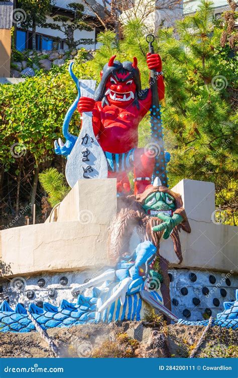 Kamado Jigoku Hot Spring In Beppu Oita The Town Is Famous For Its Onsen Hot Springs Stock