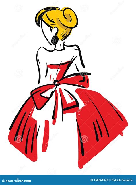 Dos D Une Femme Blonde Portant Une Illustration D Un Vecteur Vestimentaire Rouge Illustration De
