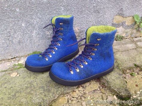 Валяные ботинки СИНИЕ в интернет-магазине на Ярмарке Мастеров | Ботинки ...