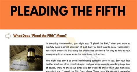 Plead The Fifth What Does I Plead The Fifth Mean • 7esl