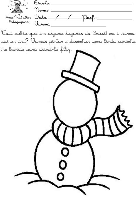 Atividade Lúdica Inverno Educação Infantil