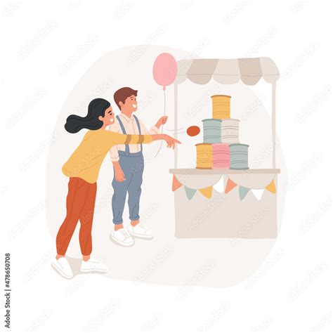 knock  game isolated cartoon vector illustration cans tower child