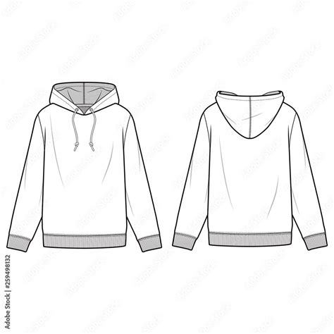 Hoodie Fashion Flat Sketch Template Stock Vector Adobe Stock