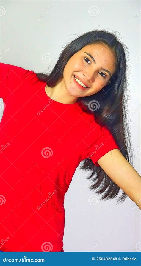 Cute Asian Woman With Red Shirt Stock Photo Image Of Adult Maroon