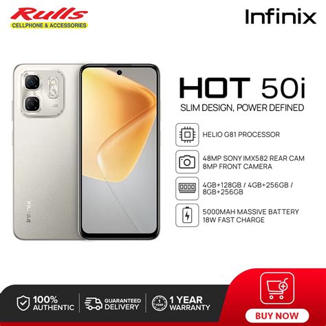 Infinix HOT 50i Smartphone 4GB 128 4GB 256GB 8GB 256GB Helio G81 Processor 48MP Main