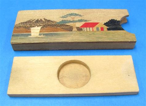 Vintage Japanese Wooden Magic Coin Slide Unpainted Ship Winklers