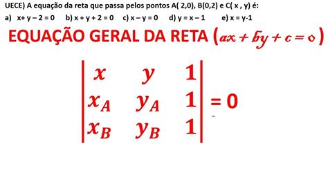 Equações Gerais Da Reta - EQUAÇÃO GERAL DA RETA (REDUZIDA E SEGMENTÁRIA) - YouTube