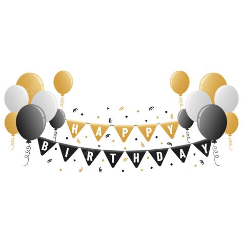 Happy Birthday Banner With Gold Black And Silver Color Vector Happy