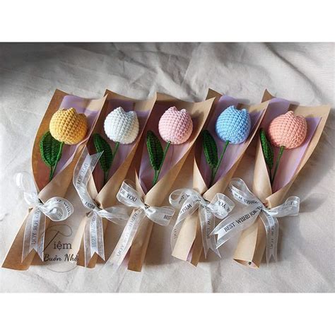 Hoa Tulip Len Handmade C Nh Lazada Vn