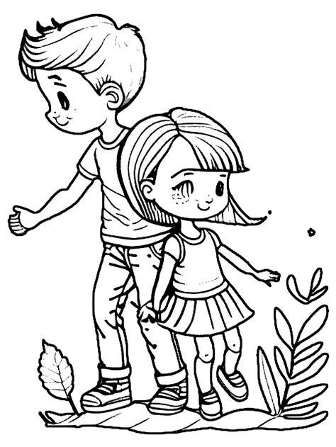 Boy Girl Coloring Page Coloring Pages