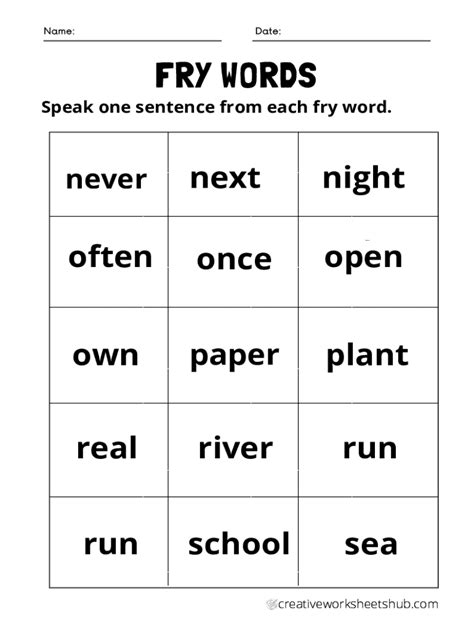 fillable  fry words worksheets part  fax email print pdffiller