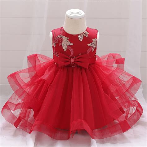 Vestido Para Aniversário De 1 Ano - Vestido vermelho de 1 ano de aniversário para meni... – Vicedeal