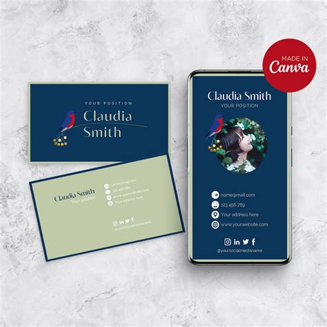 Printable And Digital Business Card Template Instant Download