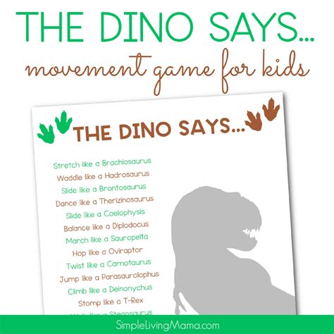 Dinosaur Movement Game Printable - Simple Living Mama