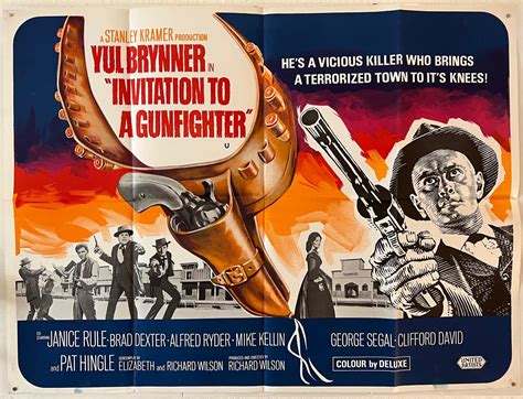 Invitation To A Gunfighter Original British Quad Film Poster Blue