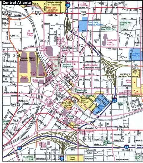 Atlanta City Road Map For Truck Drivers Toll And Free Highways Map Usa