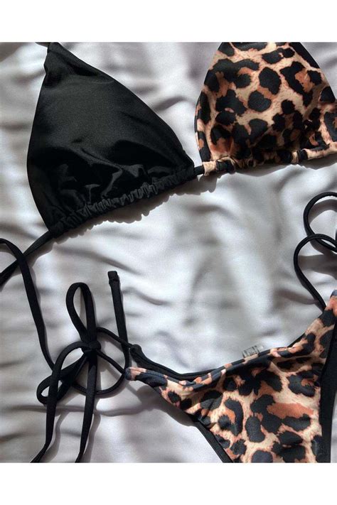 nuriçgiyim Leopar çift renk bikini takım Fiyatı Yorumları Trendyol