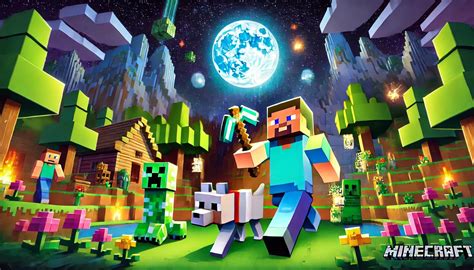 minecraft desktop wallpaper   steve creeper dog mountain