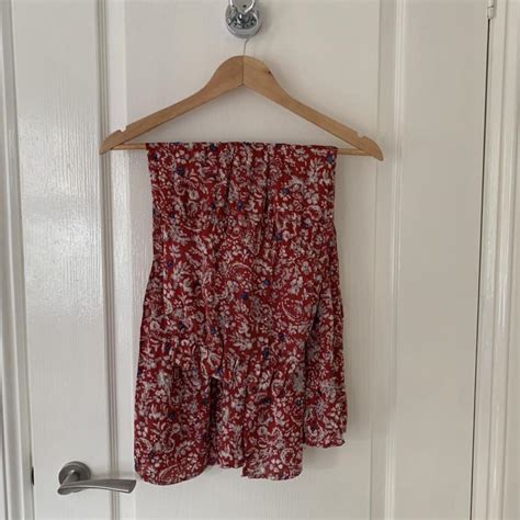 Gorgeous Red Floral Maxi Skirt With A Slit Depop