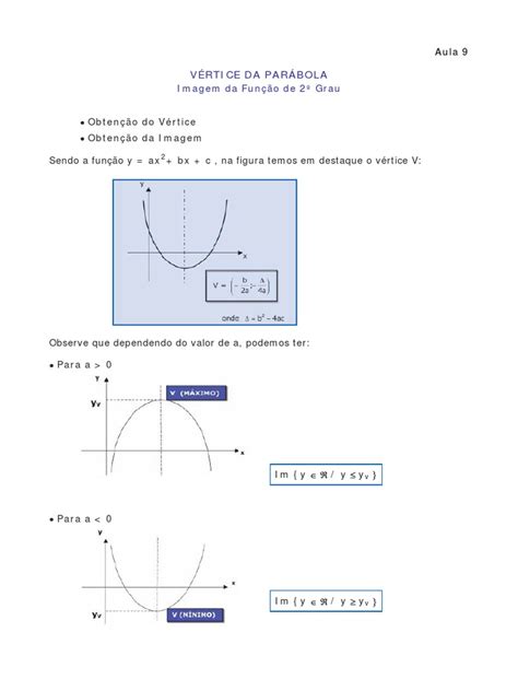 Vértice Da Parábola Exercícios - Vértice da Parábola: Exercícios e Soluções | PDF | Objetos matemáticos ...
