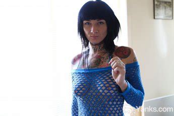 Dark Haired Tattooed Babe Monte Cooper Strips Naked And Masturbates