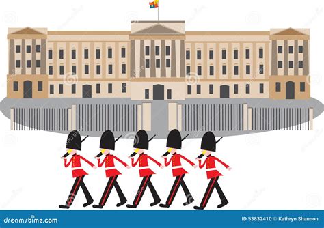 Buckingham Palace With Guards Stock Vector - Illustration: 53832410