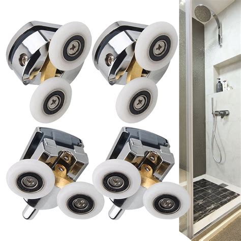 4pcs Zinc Alloy Double Shower Door Rollers Runners Wheels 23mm Wheel Home Tool