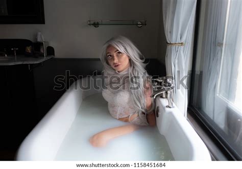Beautiful Blonde Gorgeous Sexy Woman Milk Stock Photo 1158451684 Shutterstock