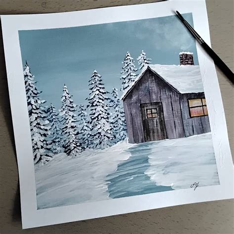 55 Easy Winter Canvas Painting Ideas For Beginners Acrylic Painting