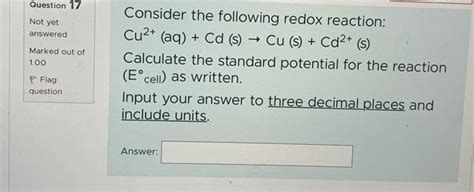 Solved Consider the following redox reaction: | Chegg.com