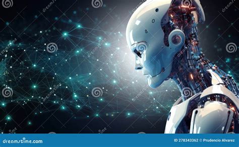Profile Robot With Abstract Background Stock Photo Image Of Abstract