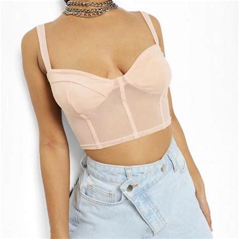 Nude Mesh Corset Crop Top Bought For Doesnt Depop