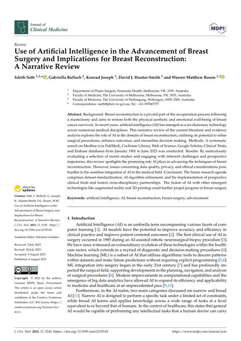 Pdf Use Of Artificial Intelligence In The Advancement Of Breast