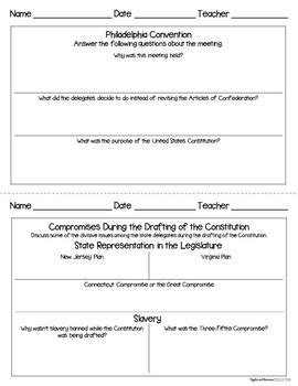 Drafting The Constitution Interactive Note Taking Activities Tpt